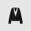 Estilo Cleanfit Otoño e Invierno Nuevo Falso Dos Piezas Suave Lana Capas Tejidos Cardigan Chaqueta Cuello V para Mujer