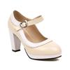 Zapatos Oxford de Cuero Patentado para Mujer, Bloques de Color, Tacón Grueso Alto; Zapatos de Correa Única de Color Caramelo para Mujer; Zapatos de Talla Grande para Mujer