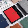 A5 Cuaderno de piel de oveja papelería agenda de negocios traje caja de regalo hebilla A6 bloc de notas LOGO personalizado