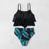 Bikini Sexy de Dos Piezas Estilo Europeo y Americano Transfronterizo 2026 con Volantes y Tirantes para Mujer, Adecuado para Playa y Aguas Termales