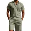 Comércio Exterior Transfronteiriço Terno Masculino Estação Primavera e Outono Cor Sólida Linho Lapela Camisa Calça Comprida Conjunto Terno Casual Masculino