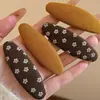 Pinzas para el pelo de tela con estampado floral color calabaza estilo coreano, pinzas BB ovaladas, accesorios de moda para el cabello para niñas, pinzas para flequillo lateral