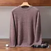 Suéter de cashmere simples e versátil para outono e inverno para homens, pulôver com gola redonda, malha texturizada como camada base, suéter interno quente