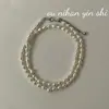 Collar Asimétrico de Perla Barroca de Plata de Ley S925 Coreana para Mujer Cadena para Clavícula Diseño de Nicho de Gama Alta Ins