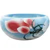Aquário de cerâmica Jingdezhen, fonte para sala de estar, aquário com fluxo de água para mesa, pequeno aquário doméstico circulante para prosperidade, aquário para peixes