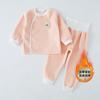 Roupas quentes para bebês terno Outono e Inverno forrado de lã para bebês de cintura alta Proteção da barriga Roupas de outono engrossadas Calças de outono Roupa interior para meninos e meninas Crianças