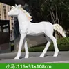 Escultura Geométrica de Cavalo Branco em Fibra de Vidro para Paisagismo de Jardim Externo Modelo de Animal Grande Decoração de Exibição para Shopping Center Ornamento Tridimensional