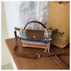 Nova Bolsa Estilo Flap Color Block, Quadrada Horizontal de Palha PU Tecida na Moda e Tendência, Bolsa de Ombro, Bolsa Transversal, Bolsa de Mão