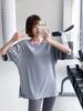 [Personalizado] Camiseta Esportiva de Yoga de Manga Curta Larga Solta Tamanho Grande para Corrida Matinal Longa mm Gordo Tops Femininos