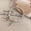 Plata 925 2024 Nuevo Estilo Pulsera de Perlas para Niña Lujo Ligero Nicho Exquisito Elástico con Cuentas Irregular Pulsera Beanie