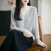 Nuevo suéter de punto para mujer estilo otoño e invierno inspirado en Chanel, cuello semiabierto, manga larga, lana fina, con bloques de color, top tipo jersey