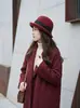 Sombrero de Cubo de Fieltro de Lana Retro para Mujer Otoño Invierno Estilo Británico Elegante Sombrero con Lazo Versátil Adelgazante de Rostro Temperamento Sombrero de Pescador