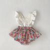 Ins 2026 Verano Mono de Dos Piezas para Bebé Niña con Mangas Volantes y Tirantes Traje para Gatear