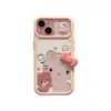 Adequado para Apple para Transformar Instantaneamente em 18Promax, Gatinho Abraçando Urso com Laço, Capa Macia/Rígida para Celular iPhone e Android Personalização UV