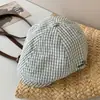 Boina Rosa Xadrez Vintage para Mulheres, Novo Estilo Primavera 2026, Boina Reversível, Circunferência da Cabeça Grande, Chapéu Bico de Pato Versátil