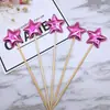 Enchufe Decorativo para Pastel de Cumpleaños Postre Lindo Cara Brillante Estrella Pentagonal PU Corazón Corona Enchufe Paquete de 5