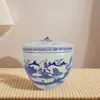 Cubo para Arroz, Tanque para Arroz, a Prueba de Humedad y a Prueba de Insectos con Tapa, Tanque de Aceite Doméstico, Tanque de Agua, Tanque de Manteca, Maceta de Cerámica Azul y Blanca de Jingdezhen