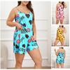 2024 Outono e Inverno Nova Casa Roupas Sexy Sling Pijamas Amor Impresso Mulheres Duas Peças