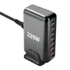 Carregador 320W Carregador 320W Nitreto de Gálio Pd Multifuncional Adaptador Pd Novo Modelo Transfronteiriço Carregador 320W de 8 Portas