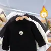 Camiseta base infantil outono e inverno nova veludo moda versátil top meninos e meninas moletom espesso manga longa roupa infantil