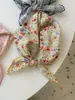 Bufanda cuadrada suave autoajustable floral de algodón y lino peinado, pañuelo decorativo para la cabeza, literario, retro, pequeño, fresco, flor de cintura ins