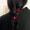 Horquilla de lazo de perla de terciopelo rojo elegante tamaño pequeño clip para flequillo clip lateral para cabello suelto clip para cabello trenzado accesorios para el cabello