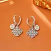 Pendientes Creativos de Diseño de Trébol de Cuatro Hojas con Circonita, Usables por Ambos Lados, Pendientes de Moda de Alta Gama, Pendientes Románticos de Diosa Elegante