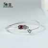 Pulsera de la suerte valiente de plata esterlina 925, pulsera de rubí clásica exquisita, temperamento, comodín, joyería vintage, mujer, venta al por mayor