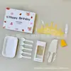 Juego de cuchillo, tenedor y plato para pastel en caja de regalo cinco en uno, juego de vajilla desechable para postres, juego de vajilla para pastel de cumpleaños