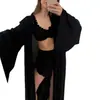 Nuevo Conjunto de Pijama de Tres Piezas para Otoño: Camisón de Manga Larga, Shorts y Ropa Interior para Mujer, Estilo Europeo y Americano, Sexy, Semitransparente