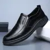 Zapatos de Cuero para Hombre de Negocios Transfronterizos, Slip-On Slip-Ons, Zapatos de Conducir Suaves tipo Papá, Color Sólido, Versátiles con Felpa, Zapatos Casuales