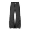Pantalones vaqueros de patchwork irregular para hombre, marca de moda de alta calle, costuras bordadas, colores contrastantes, diseño único, pantalones de pierna recta