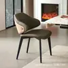 Mesa de Jantar e Cadeiras de Couro Transfronteiriças Estilo Minimalista Moderno Meados do Século Luxo Leve High-End com Encosto para Uso Doméstico