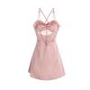 Guiruo Cor Sólida Cetim Sedoso V Profundo Push-up com Almofada no Peito Sling Camisola Roupas de Casa Femininas terno 2990