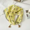 Pañuelo pequeño cuadrado de algodón y lino con borlas de 58 cm Protector de cuello Bufanda suave Pañuelo decorativo para la cabeza Pañuelo floral Retro Pequeño Fresco