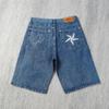 Traje de Mezclilla Blanco Alcatraz Chaqueta Vaquera Estilo Western Pantalones Cortos Sueltos Marca de Moda