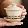 Juego de Té Kung Fu de Cerámica de Tres Piezas con Tapa del Fabricante, Taza de Té Individual para Uso Doméstico, Taza de Té con Tapa, Taza de Té Antiescaldado