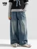 Roupas infantis Yingsibo: jeans retos versáteis para meninas, nova coleção de outono, calças de perna larga, calças casuais para crianças mais velhas
