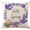 Funda de almohada con estampado de hojas para decoración de ambiente de primavera y verano, cojín decorativo de lino para sofá de sala de estar, cojín para cabecera