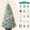 Árbol de Navidad Flocado Mixto de PE+PVC con Forma de Hoja de Sauce con Luces, Árbol de Decoración con Atmósfera Festiva (Excluyendo Valla)