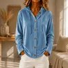 Jaqueta cardigã com capuz de veludo abotoada, estilo europeu e americano, nova coleção outono e inverno, moda casual de cor sólida para mulheres, produto de comércio exterior