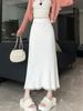 Falda de Punto con Flecos Francesa para Mujer Otoño e Invierno Nueva Falda Recta Midi de Cadera Cintura Alta Falda Línea A
