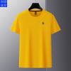 Runenbaoluo verano nuevo 180g seda de jade sensación fresca sin costuras todo a juego cuello redondo camiseta para hombre Paul bordado top para hombre