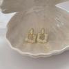 Pendientes cuadrados de circonita Super Flash con aguja de plata 925 para mujer, pendientes geométricos de alta calidad con nicho personalizado de Corea del Sur para mujer.