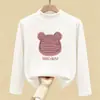 Roupa térmica feminina com forro de fleece, novo estilo outono e inverno 2026, segunda pele infantil de manga comprida, camiseta interna escovada para meninas