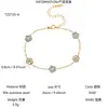 Elegante e Luxuoso Bracelete de Flor de Cinco Folhas Cravejado com Zircônia Colorida, Feito de Aço Inoxidável 304 Banhado a Ouro 18K, Adequado para Mulheres e Pode Ser Usado em Todas as Estações