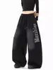 Pantalones de chándal lavados con letras Hip-Hop para hombre y mujer, Pantalones gruesos de estilo americano con forro polar de invierno, Pantalones Hip-Hop tipo cimitarra
