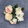 Manojo Simulado de 7 Puntas de Peonías Ricas para Arreglo de Decoración de Boda y Hogar, Rosas Hibisco, Adornos de Flores Artificiales Transfronterizos al por Mayor