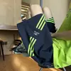 Shorts Esportivo Listrado Plus Size 150kg para Mulheres, Verão Secagem Rápida Comprimento Médio Solto Emagrecimento Casual Estilo Americano Comprimento do Joelho