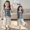 Conjunto de Verano para Niñas 2026 Nuevo Elegante y a la Moda Estilo Coreano Sin Mangas Delgado de Verano Conjunto de Dos Piezas para Bebés Niñas